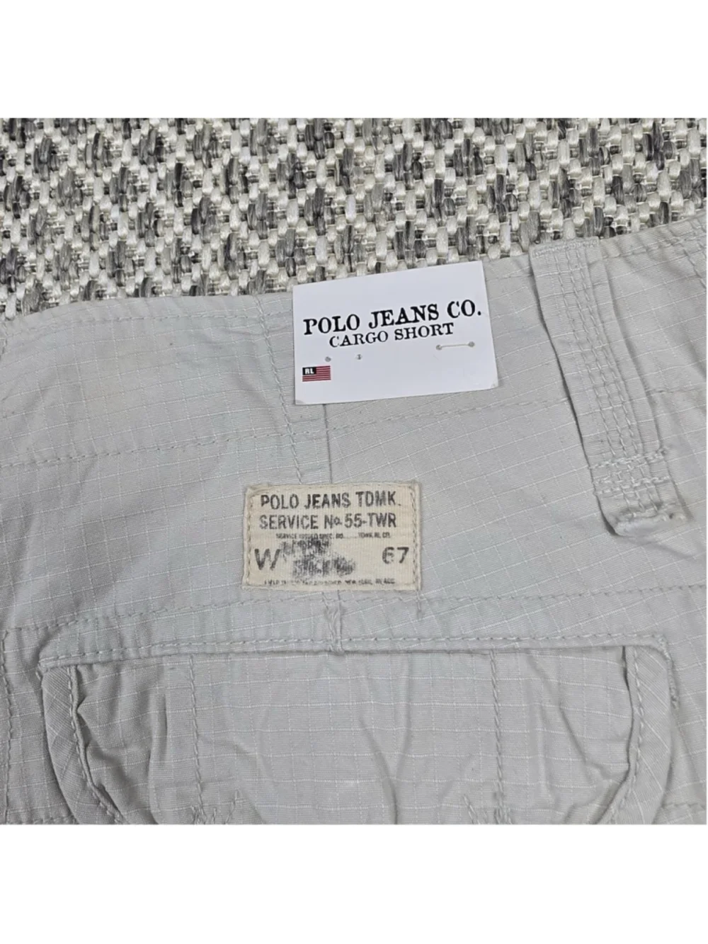 NWT Polo Jeans Co Cargo Shorts Mens 34 Beige Ripstop Cotton Utility Military